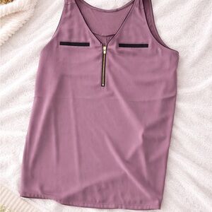 Express Mauve Tank Top with Zipper Accent